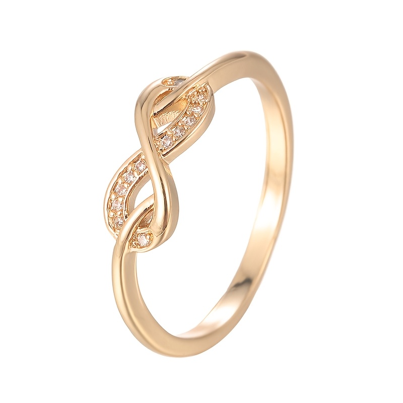 Women's Knot Pattern Zirconia Ring Copper Band Everyday Jewelry